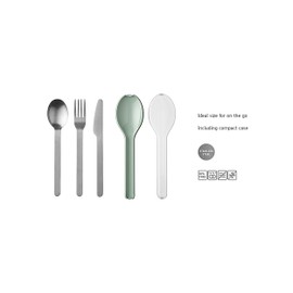 Mepal - Besteck 3-teiliges Set Ellipse - Besteck-Set für unterwegs - Besteht aus einem Messer, Gabel & Löffel - Besteck-Set mit Reiseetui - Edelstahl - Nordic Sage