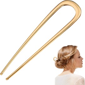 1PCS U Shaped Metal Hair Fork Simple and Elegant French Twist Hair Pin Fashionable Everyday Hair Pins for Women Girls with Longer and Thicker Hair for Various Hairstyles Accessories (Gold)