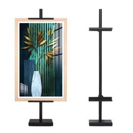 Pelesaurea Adjustable Tabletop Easel Stand for Picture Frames up to 30" H - Metal Frame Holder Stand for Sign, Artwork, Canvas Display - Compact Black Small Easel Stands for Home Office Galleries