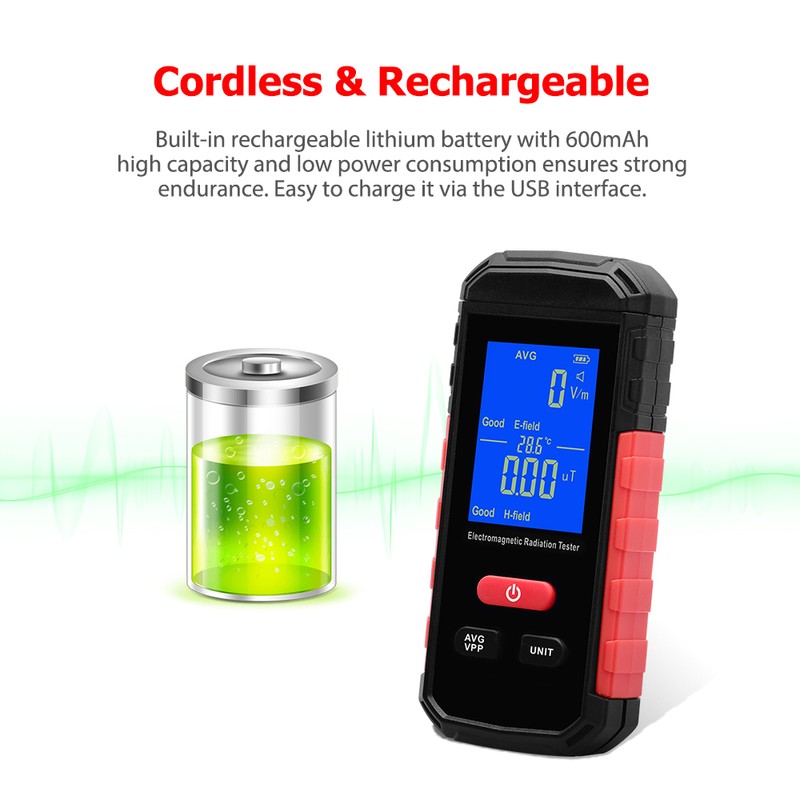Digital Electromagnetic Radiation Tester EMF Meter LCD Backlight Portable Electric