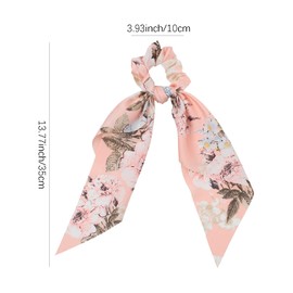 5 Pcs Satin Bowknot Hair Scrunchies Floral Hair Band Elastic Hairbands Hair Scarf Scrunchies Ponytail Holder Hair Accessories for Women Girls