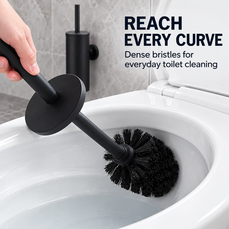FALANGSHI FR07 Stainless Steel Toilet Brush and Holder Set, Brushed