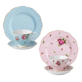 Royal Albert New Imperial Rose Tea Set 6P (2 coffees + 2 plates) Black, Ping / 로얄알버트 뉴황실장미 티세트 6P(커피2인조+접시2P)블,핑
