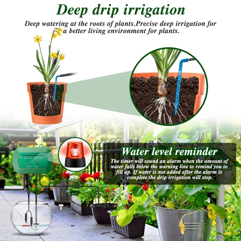 AnseTo Smart Solar Irrigation Kit - 15m Hose,Auto Watering for