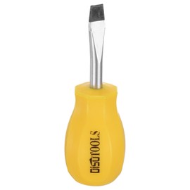 HARFINGTON SL6 Short Tip Slotted Screwdriver Stubby Magnetic Flat Head Screwdrivers CR-V Small Pocket Screwdriver for DIY Repairing, Yellow