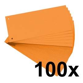 Exacompta - Ref 13365B - Bristol Card Punched Dividers (Pack of 100) - 105 x 240mm, 180gsm Paper, 2-Hole Punched, Horizontal, Organise A4 Documents - Orange Colour