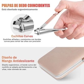 Manicura Set, 18 piezas de acero inoxidable cortaúñas con estuche de cuero, de cuero rosa de viaje Pedicura, cortaúñas, lima de uñas, ganchos para los
