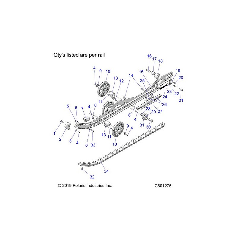 Polaris Snowmobile Rail Reinforcer Plate, Genuine OEM Part 5141475, Qty