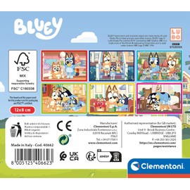 Clementoni Jigsaw Puzzle Bluey 6 Pieces - Cube Supercolor Puzzle For Children 2-4 Years, Cartoon, Gift For Boy/Girls, Puzzle For Kids, Made In Italy, 40662
