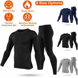 ER Men Thermal Underwear Set Long Johns Pants with Long Sleeve Soft Top Bottom Winter Sports Suits Warm Features