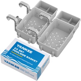 Yankee Poolside Basket for Above-Ground Soft-Wall Pools, Large Pool Basket, 2X Smaller Compartments, 2X Hooks, Pool Bar Regulator, Pools Above Ground Storage, Above Ground Pool Accessories (2 Pack)