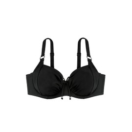 Dorina Top Bikini Non Imbottito Fiji – con Ferretto, Sostegno Sottoseno, Spalline Regolabili, Arricciatura Frontale, Dettaglio Anello Argentato & Perline, Chiusura a Clip Posteriore, Nero