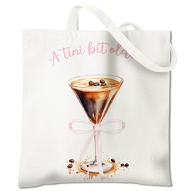 Zomhix Espresso Martini Gifts Tote Bag, Coquette Pink Bow Tini Cocktail Canvas Tote Bags for Women, Gifts for Martini Lovers Reusable Grocery Shopping Bags