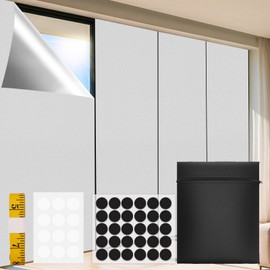 NAKIHOUSE 100% Blackout Blind, 200 x 150 CM Stick on Blackout Blinds for Windows, No Drill Temporary Blackout Curtains Suitable for Cutting any Size Shape, Black Out Blinds for Bedroom, Nursery, RV