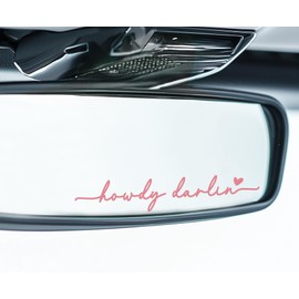 3 x Car Rear Mirror Vinyl Decal Stickers Water Bottle Decor Cute Laptop Sticker Aesthetic Tumbler Positive Affirmation Decal Car Rearview For Women Gift For Her (Pink, Howdy Darlin)