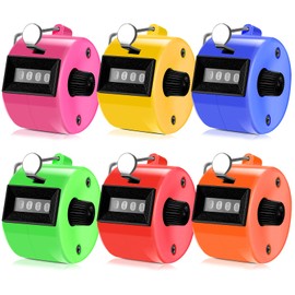 TOODOO 6 Pack Hand Tally Counter 4 Digit Mechanical Palm Clicker Plastic Hand Held Counter Clicker with Metal Finger Ring for School Golf Sports Events Office Stadium(Bright Color)