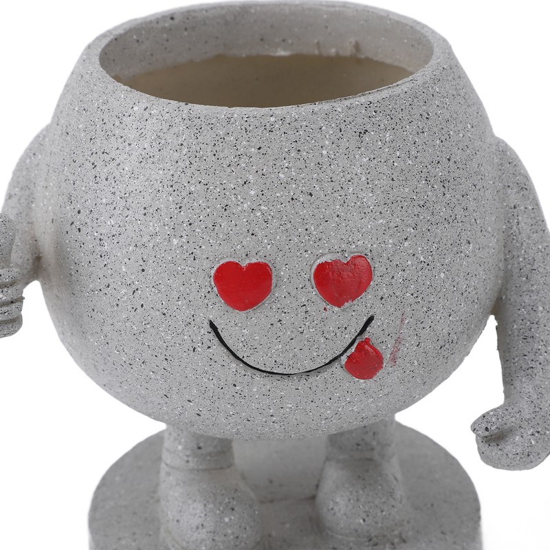 Succulent Pot Adorable Smiling Figure Standing Thumb Up Resin Flower