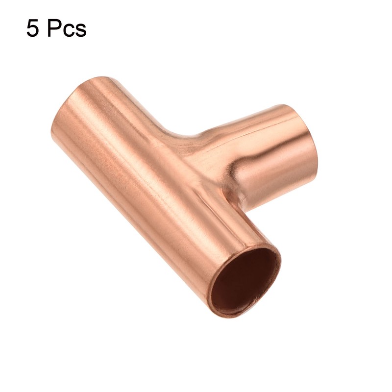 sourcing map Tee Copper Fitting 3 Way Welding Joint 1/4