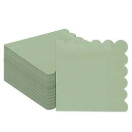 qiqee Reed Green Cocktail Dinner Napkins 5x5inch Disposable Beverage,Wedding, Birthday Party Dessert Wave Paper Napkins(120 Count)