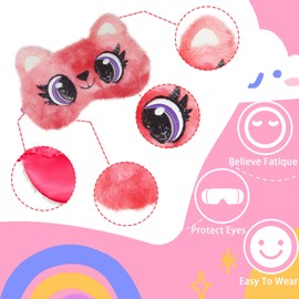 6 PCS Plush Eye Cover Sleep Masks, Plush Breathable Eye Mask for Sleeping,Cat Sleep Eye Cover Unicorn Sleeping Mask Bunny Blindfold Plush Cartoon Annimal Eye Mask,Cute Animal Eye Mask for Kid Girls Adult Travel