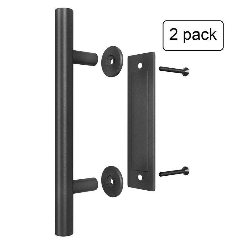 SMARTSTANDARD 2PCS 12" Pull and Flush Barn Door Handle Set,