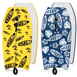 Blueweenly 2 Pcs 41'' Body Boards for Beach, Lightweight PE Bodyboard Surfboards with EPS Core, Wrist Leash, XPE Deck and HDPE Slick Bottom for Kids Teens Adults Pool Surfing(Hawaii Style)