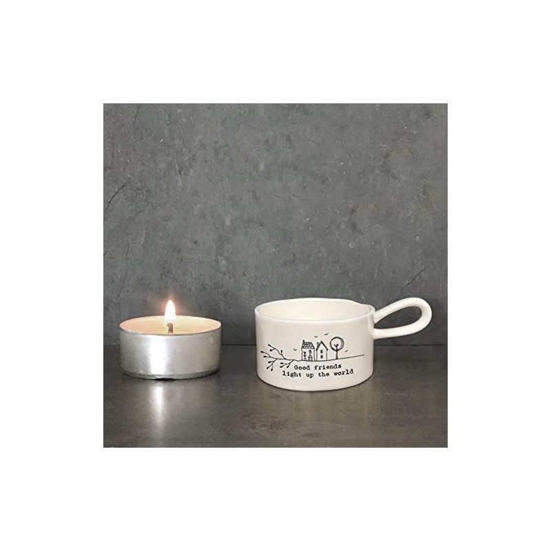 East of India Handled Tea Light Holder-Good Friends
