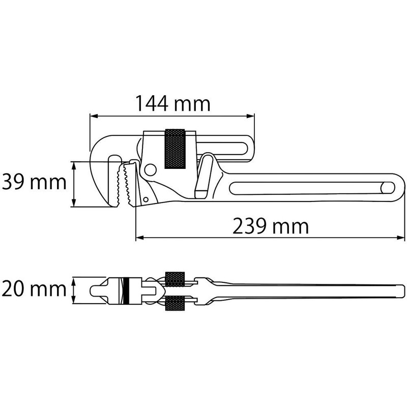 Lobtex (Ebi) Aluminum Pipe Wrench, 11.8 inches (300 mm) APW300