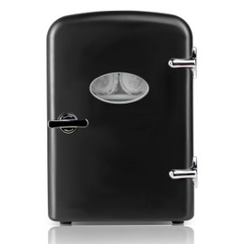 Simple Deluxe 6 Can Mini Observation, Portable Cooler & Warmer Freon-Free Small Refrigerator, Compact Fridge for Skincare, Beverage, 4L with Window, Black
