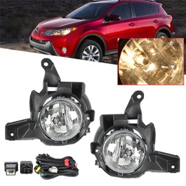 GXYWADY Halogen Fog Lamps Assembly Replacement for 2013 2014 2015 RAV4 Fog Lights Driver Left and Passenger Right Side Replacement for 81210-60180 81220-60180 with Wiring Harness & Switch Kit