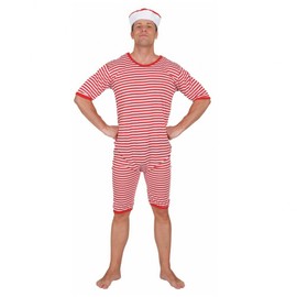 Bathing costume, red/white (Medium)