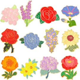 Cute Mushroom Frog Enamel Tiger Animal Pin Brooches Sets,Cartoon Lapel Badge Funny Button Cat Pins Jewelry for Backpack Cloths Hats Decorations (flower)