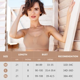 Omisy 4 Pack Women's Padded Comfort Wireless Sport Support Bra Bralette no Underwire with Adjustable Straps and Hook