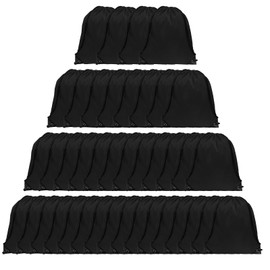 GoodtoU Drawstring Bags, Nylon Backpacks with Drawstring - Gym, Sport, Travel (Black, 40Pcs)