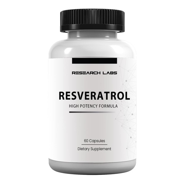 Research Labs High Potency Micronized Resveratrol Supplement. Potent Antioxidants Supplement, Trans Resveratrol for Heart Health, Promotes Anti Aging & Cognitive Support