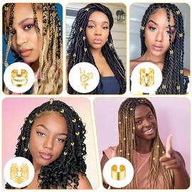 Tyqour 50pcs Gold Hair Jewelry for Braids Accessories Loc Jewelry for Hair Dreadlocks Adjustable Hair Rings Hair Cuff Hair Charms Braid Jewelry Hair B