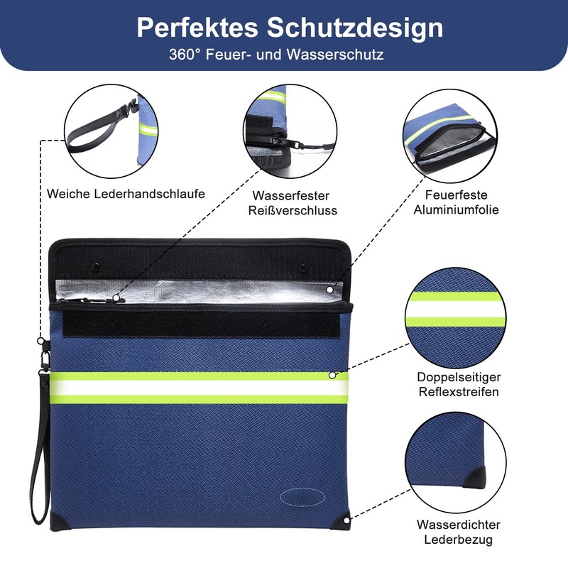 6500 °F Improved Fireproof Wallet with Waterproof Zip for Cash,