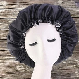 Sleep dyeing gown perm scissors satin banding night care treatment hair cap S873 2 pcs black / 수면 염색용가운 파마용가위 새틴 밴딩 나이트케어 트리트먼트 헤어 캡 S873 2개 블랙