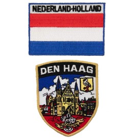 A-ONE 2 PCS Pack- Den HAAG The Hague Shield Patch + Netherlands Flag Patch, Patriotic Coat Patches, Unique Personal Identity for Holland Den HAAG