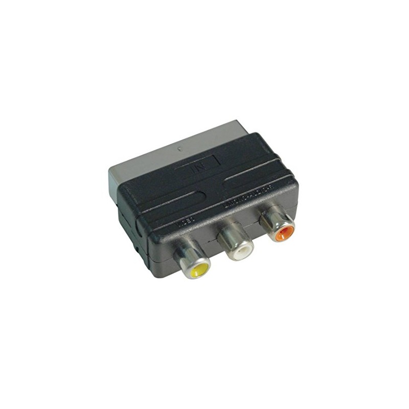 Electrovision Scart Adaptor with 3 Phono Sockets - Black