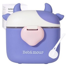 Bebamour Travel-Friendly Formula Dispenser, Formula Container to Go, Formula Holder for Travel, Candy Fruit Snack Storage Container with Scoop and Leveller Heat-Resistant Glass Breast Milk Pitcher - Color: Blue
