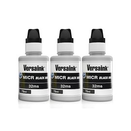 VersaInk-Nano 32 MS MICR Black Ink MICR Black Ink Cartridges for Check Printing - 78ml Bottle 3 Pack - Compatible with HP 32 Black