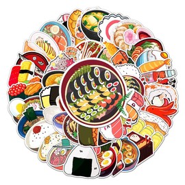 Japanese Food Stickers |50Pcs Japanese Cuisine Sushi Waterproof Vinyl Decals for Water Bottles Bicycle Laptop Refrigerator Luggage Computer Mobile Phone Skateboard Bike Décor