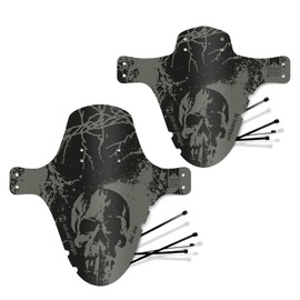 Riesel Design® Mudguard Set vorn + hinten (1 x Schlamm:PE + Kol:OSS) - MTB Schutzblech/Stylisches Fahrrad Schutzblech & modernes Mountainbike Schutzblech für Jede Fahrradgröße (Set Skull)