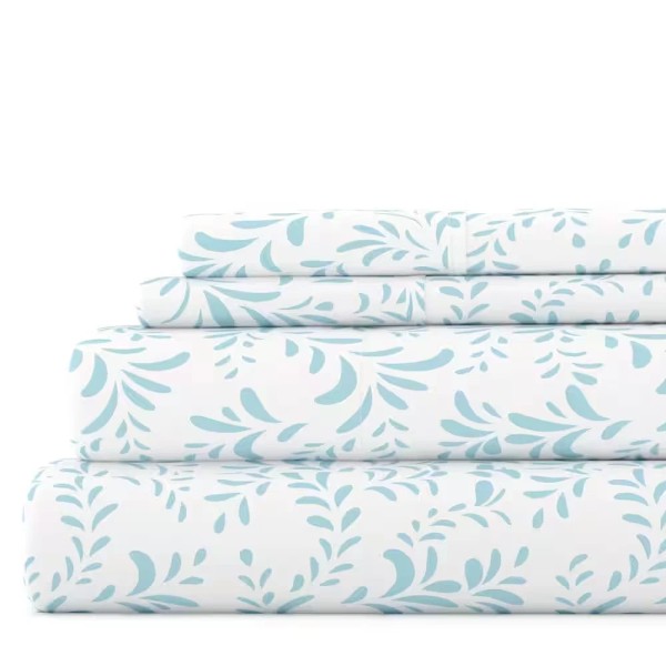 Does not apply Home Collection 4-Piece Light Blue Floral Microfiber