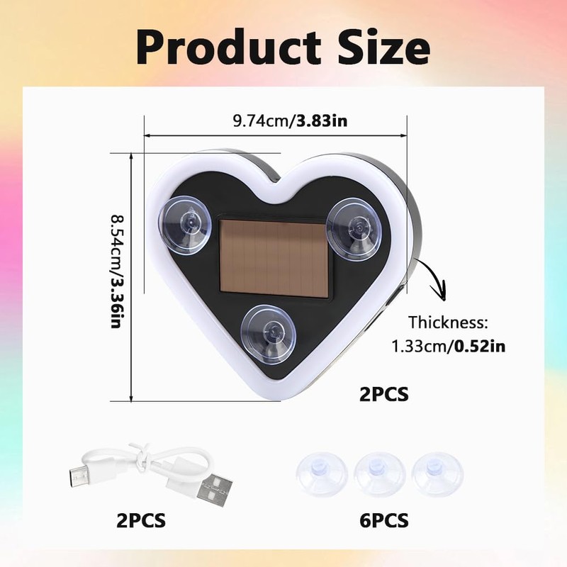 Solar Heart LED Car Light – 6 Lighting Modes, Vibration