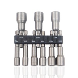 6-14mm Magnetic Nut Driver Set, 9 Pcs Hex Shank Nut Setter Driver Impact Driver Sockets Hex Drill Bits 1/4 Inch Quick Change Drill Bit Sets for Electric Screwdriver Handle Tools