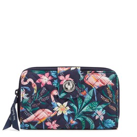 Vera Bradley Women's Cotton Turnlock Wallet with RFID Protection, Flamingo Garden, One Size
