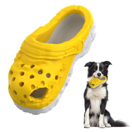 GORK AI Dog Toys Indestructible - Interactive Dog Toys Slippers Shape Indestructible Dog Toys and Chew Toys For Dogs - 2 in 1 Dog Treat Toy and Dog Interactive Toys (Pastel Yellow, Large)