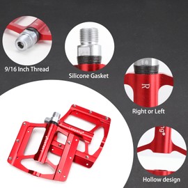 HUIHTONGM 9/16 Inch Mountain Road Bike Pedals of Aluminum Alloy Platform and Durable Pedals for MTB with 10 Removable Anti-Skid Pins